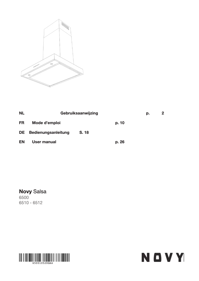 Page 1 de la notice Manuel utilisateur Novy Salsa 6510