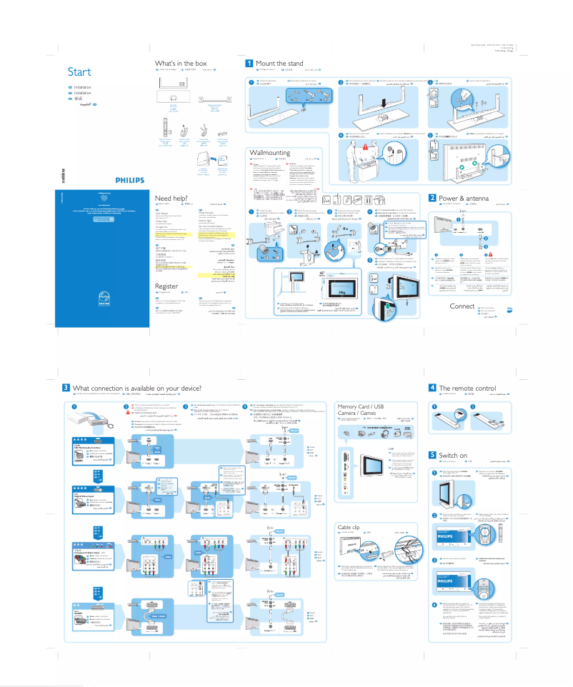 Page 1 de la notice Guide de démarrage rapide Philips 42PF9831