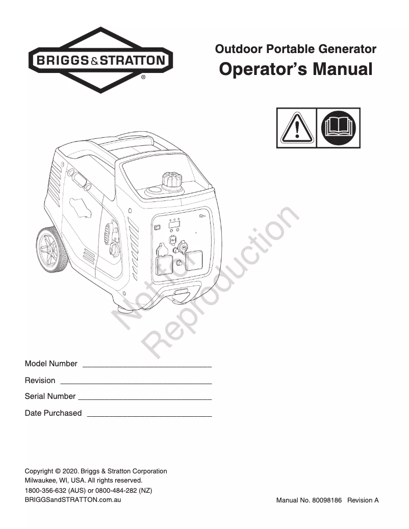 Page 1 de la notice Manuel utilisateur Briggs & Stratton P3400