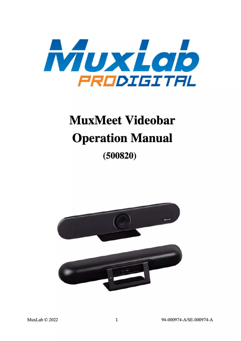 Page 1 de la notice Manuel utilisateur MuxLab MuxMeet