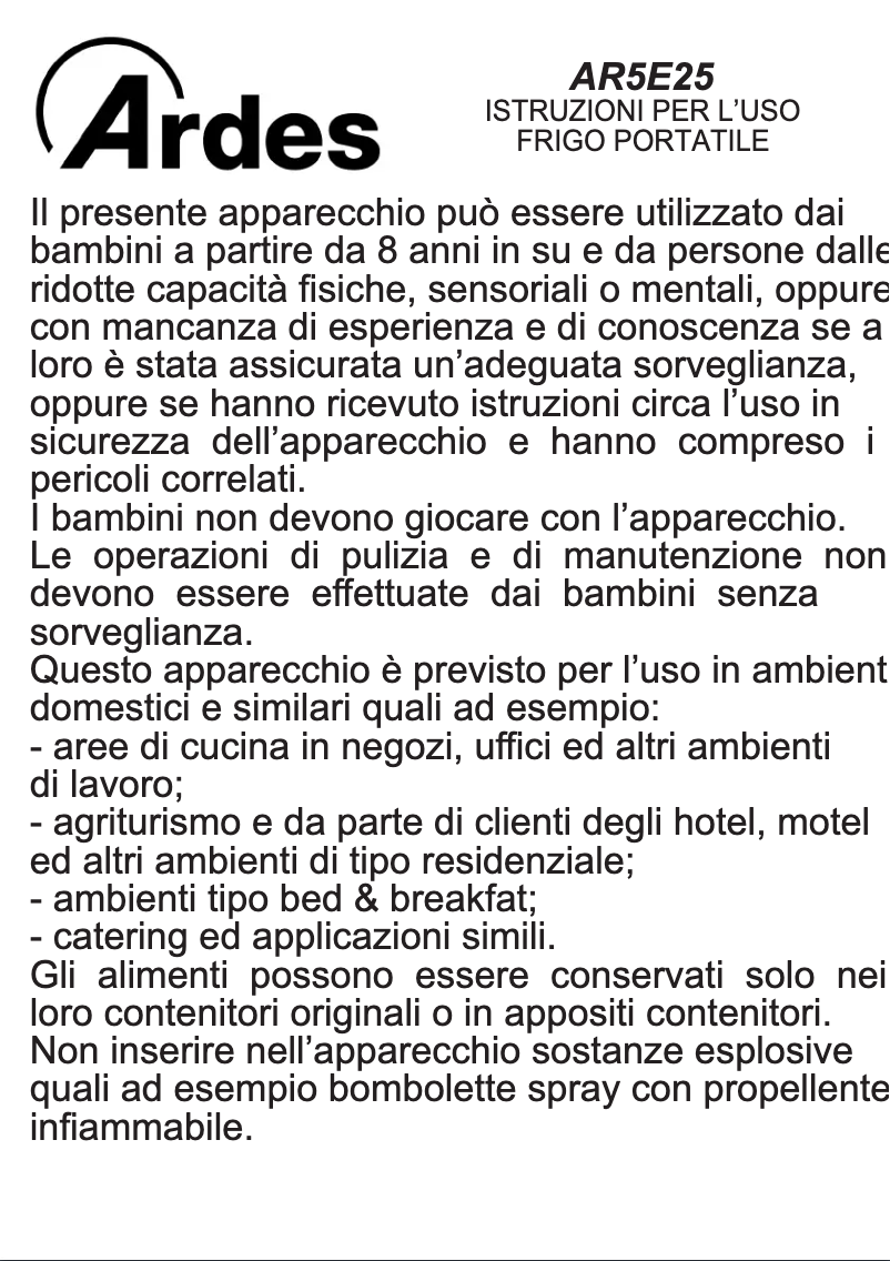 Page n°1 - Manuel utilisateur Ardes AR5E25