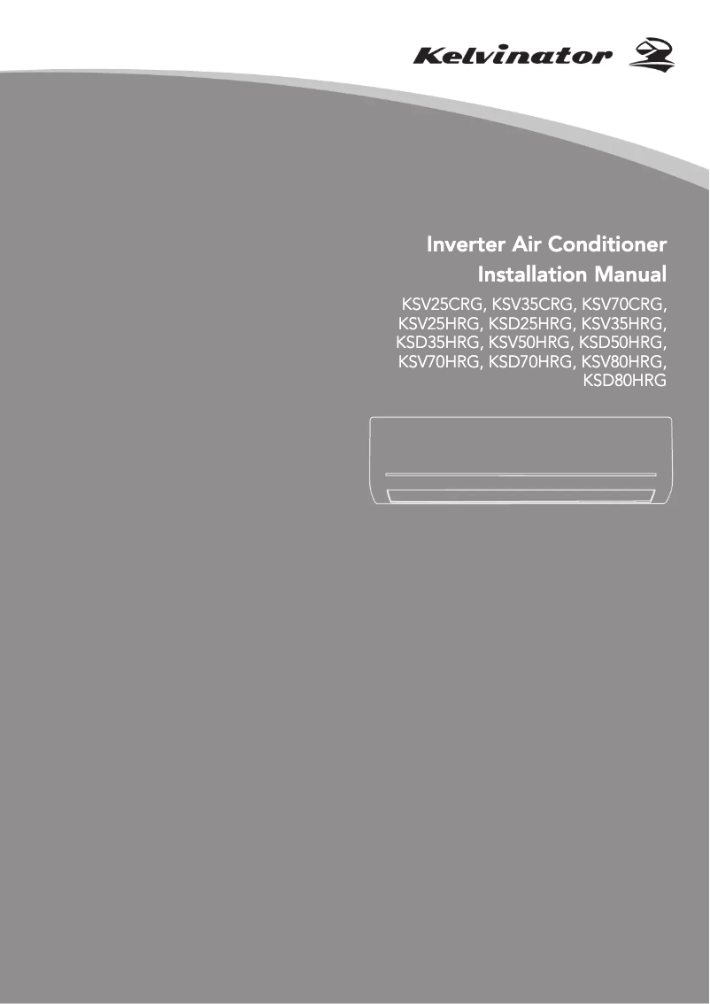 Page 1 de la notice Guide d'installation Kelvinator KSV80HRG