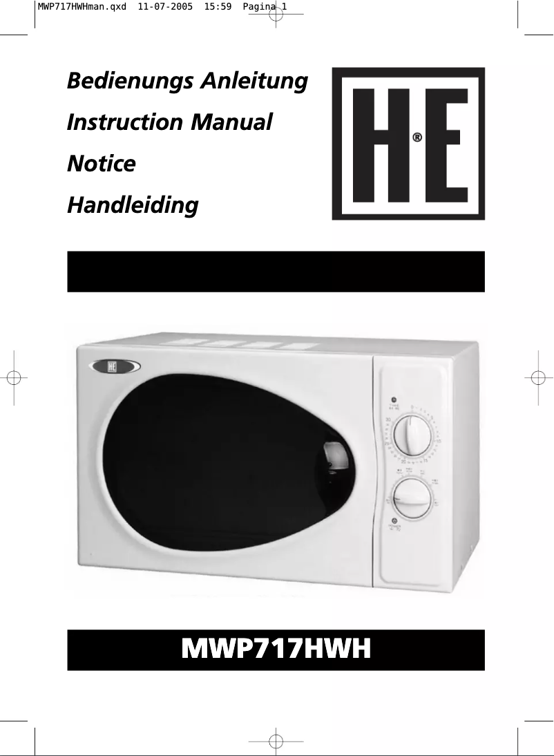 Page n°1 - Manuel utilisateur Holland Electro MWP717HWH
