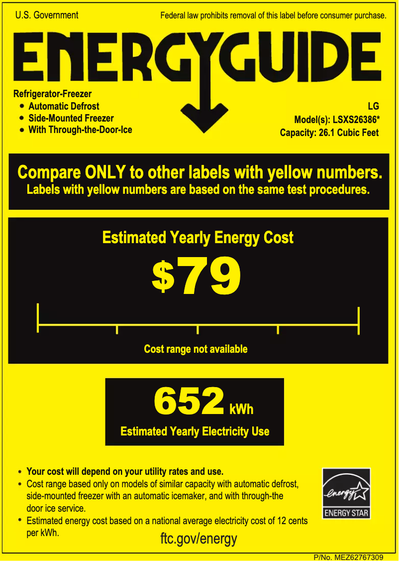 Page 1 de la notice Label énergétique LG LSXS26386