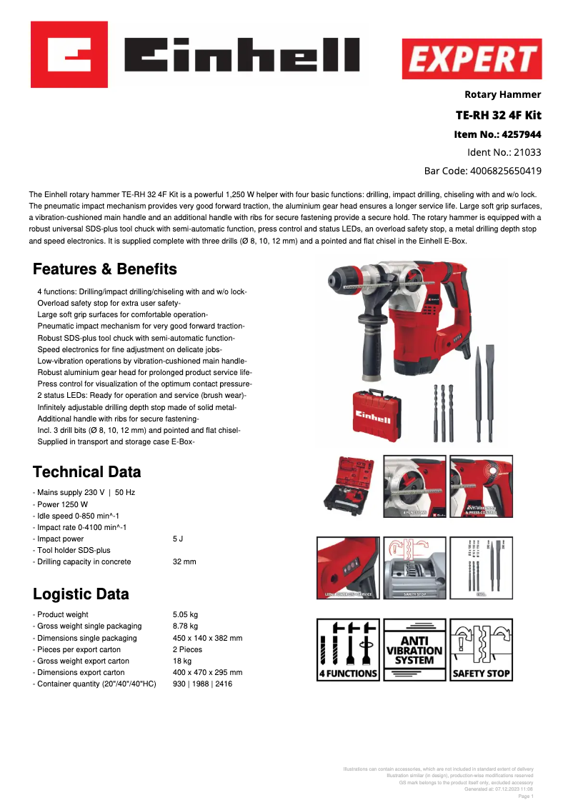 Image de la première page du manuel de l'appareil TE-RH 32 4F