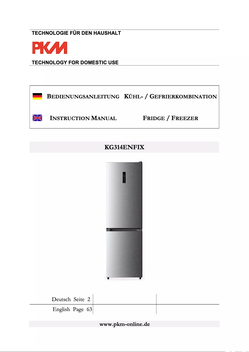 Image de la première page du manuel de l'appareil KG314ENFIX