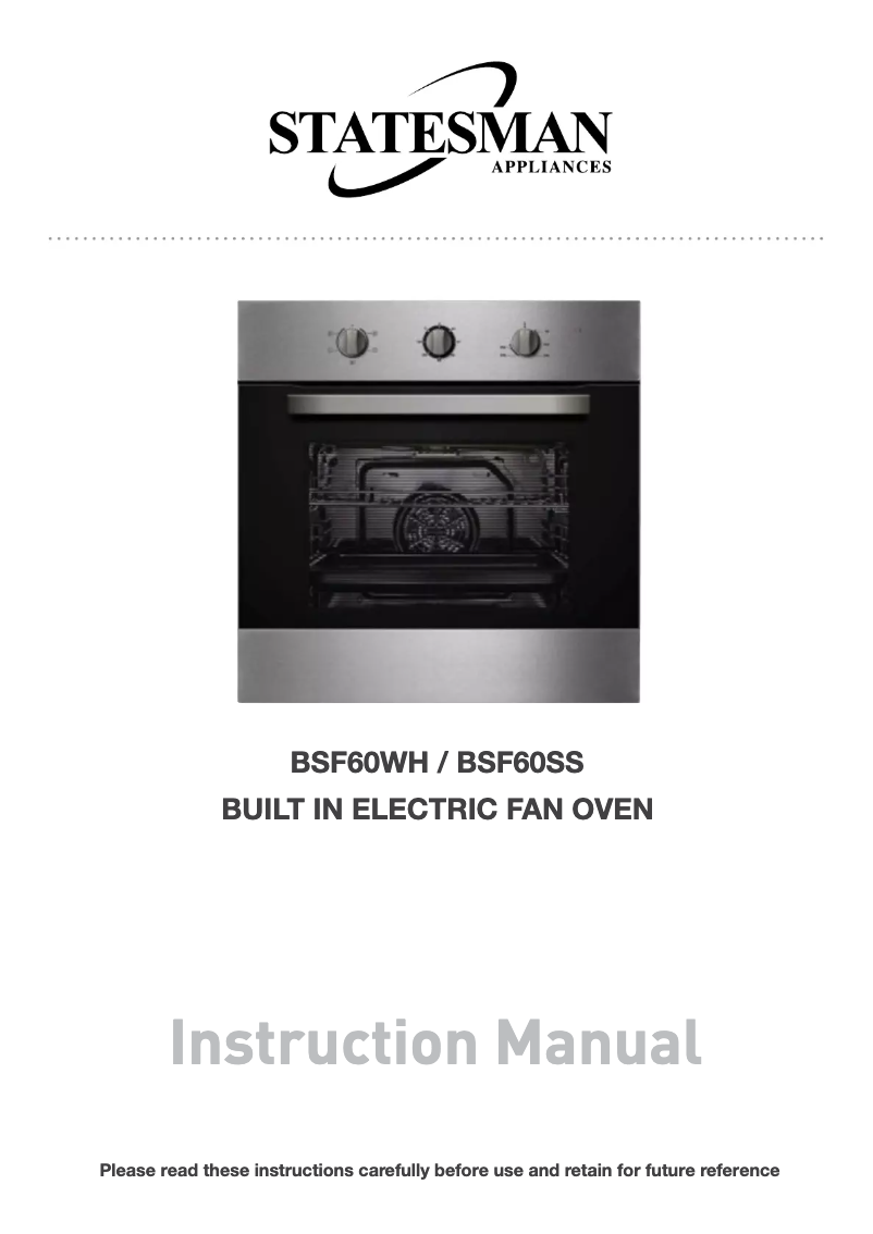 Page 1 de la notice Manuel utilisateur Statesman BSF60SS