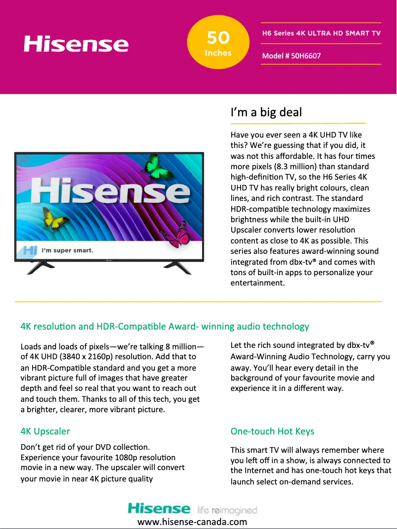 Page n°1 - Manuel utilisateur Hisense 50H6607