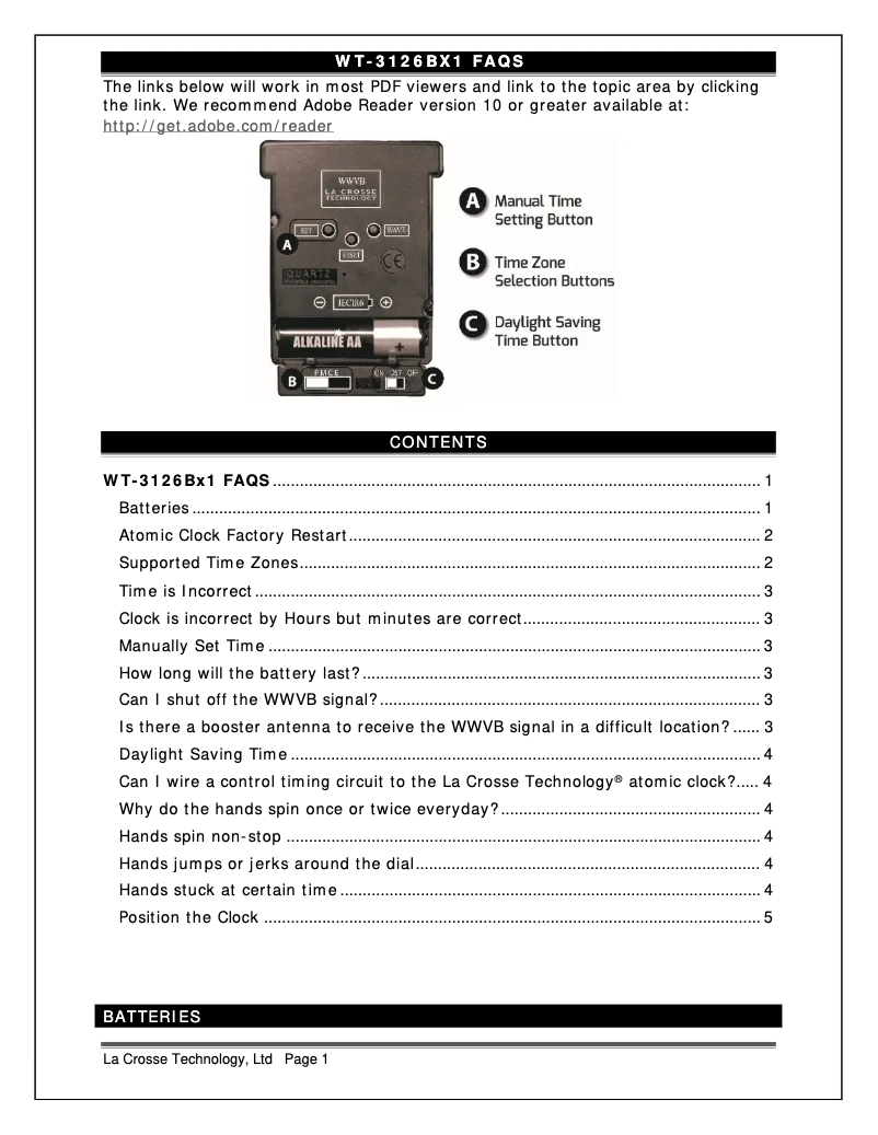 Page n°1 - FAQ La Crosse Technology WT-3126BX1