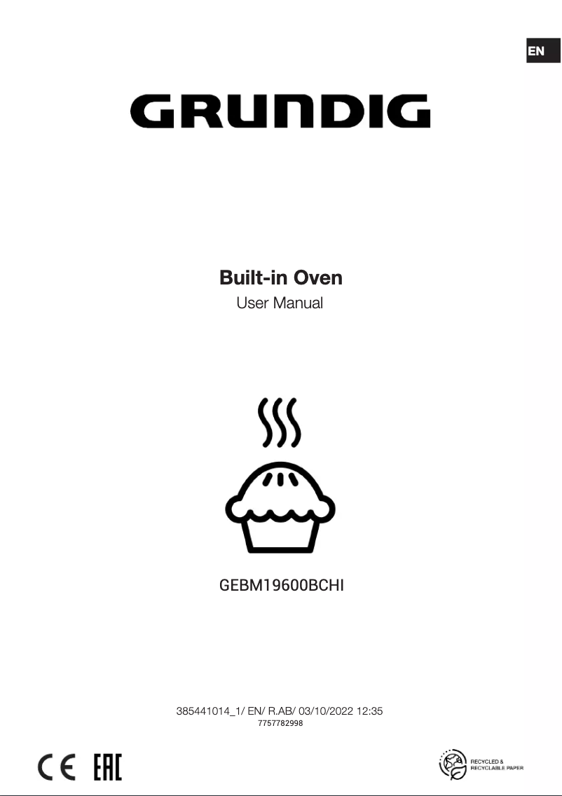 Page 1 de la notice Manuel utilisateur Grundig GEBM19600BCHI