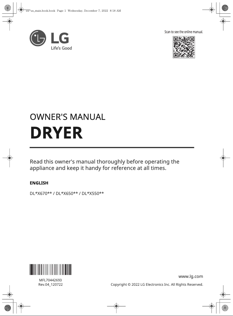 Page n°1 - Manuel utilisateur LG DLGX6501B
