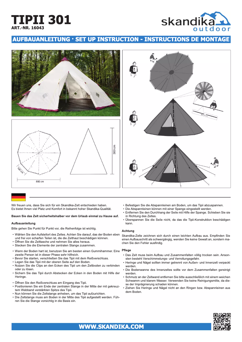 Page n°1 - Manuel utilisateur Skandika Tipii 301