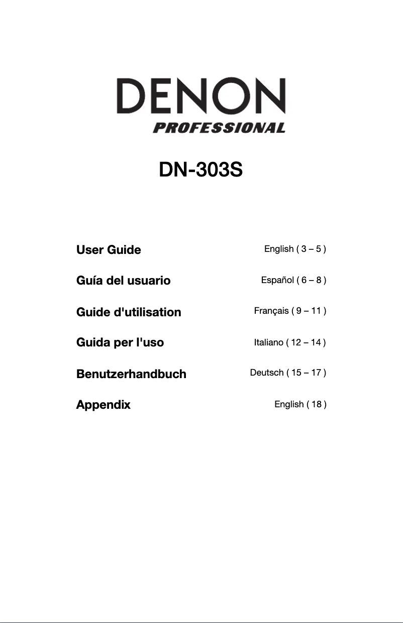 Page 1 de la notice Manuel utilisateur Denon DN-303S