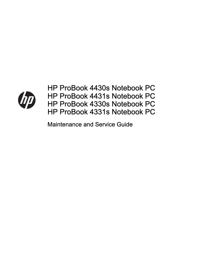 Page 1 de la notice Manuel utilisateur HP ProBook 4431s