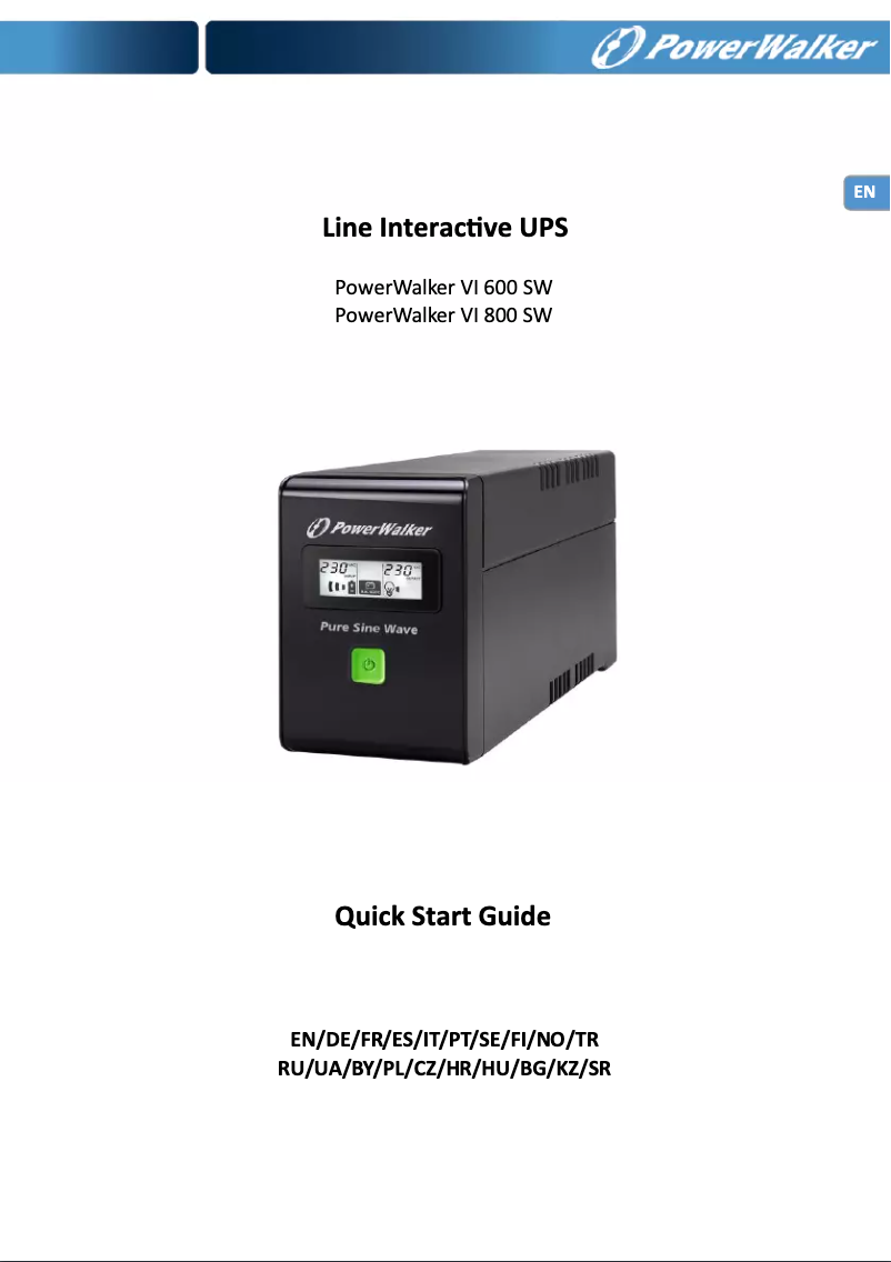 Page n°1 - Manuel utilisateur BlueWalker VI 800 SW