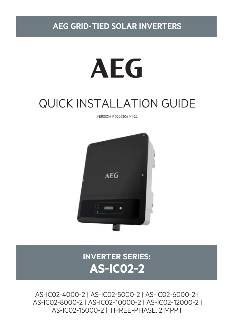 Page n°1 - Manuel utilisateur AEG AS-IC02-12000-2