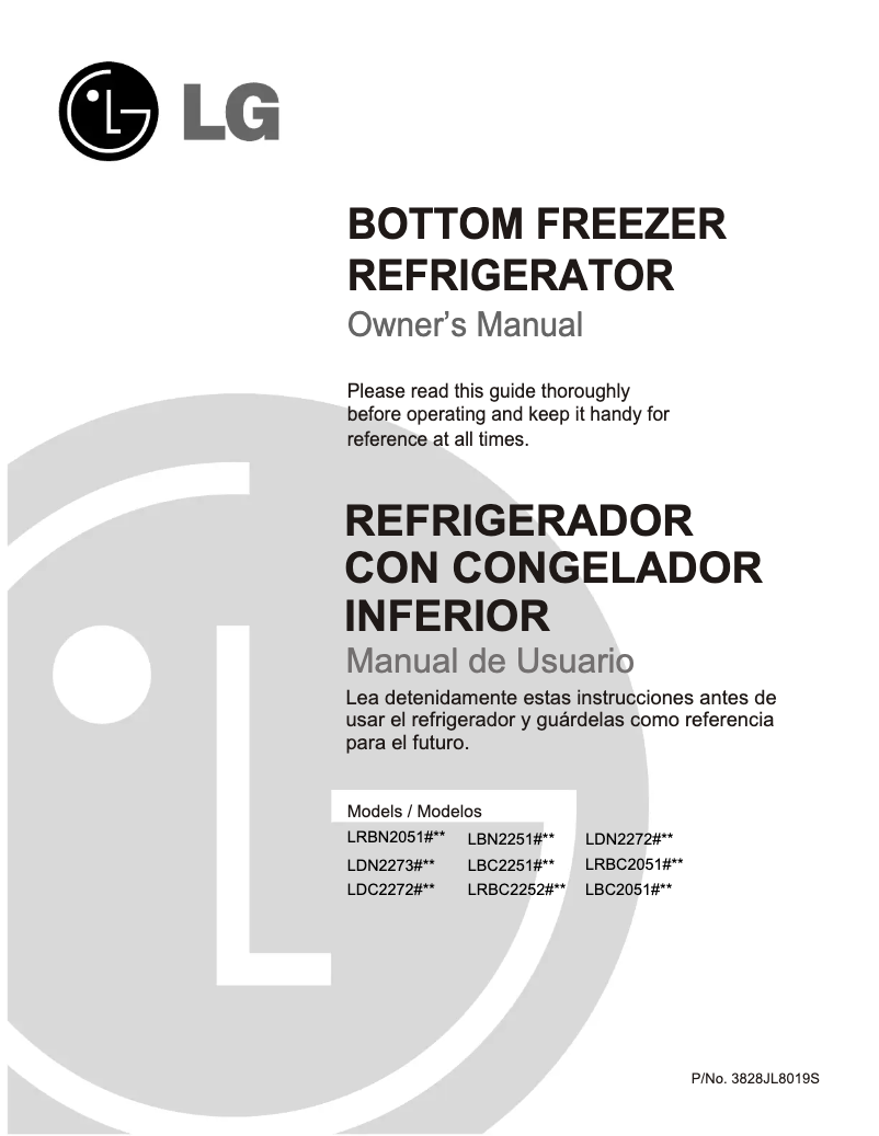 Page 1 de la notice Manuel utilisateur LG LRDN20725SW