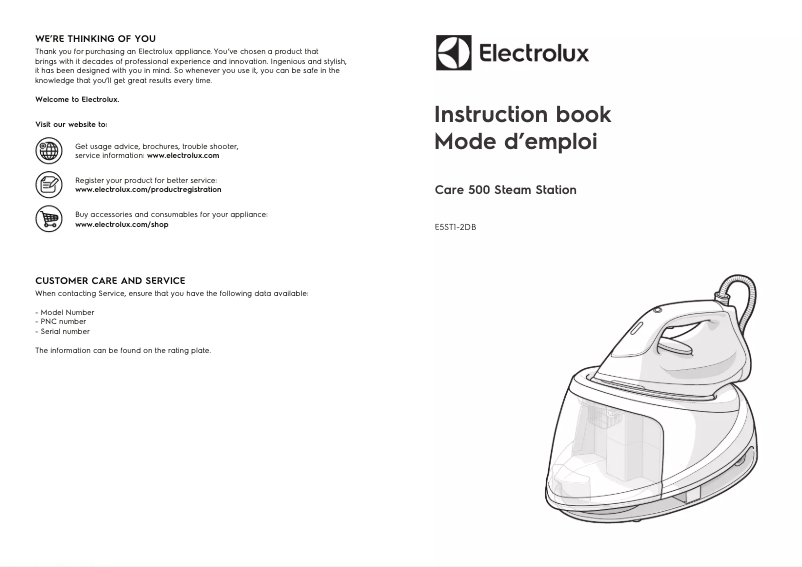 Page 1 de la notice Manuel utilisateur Electrolux Care 500 E5ST1-2DB
