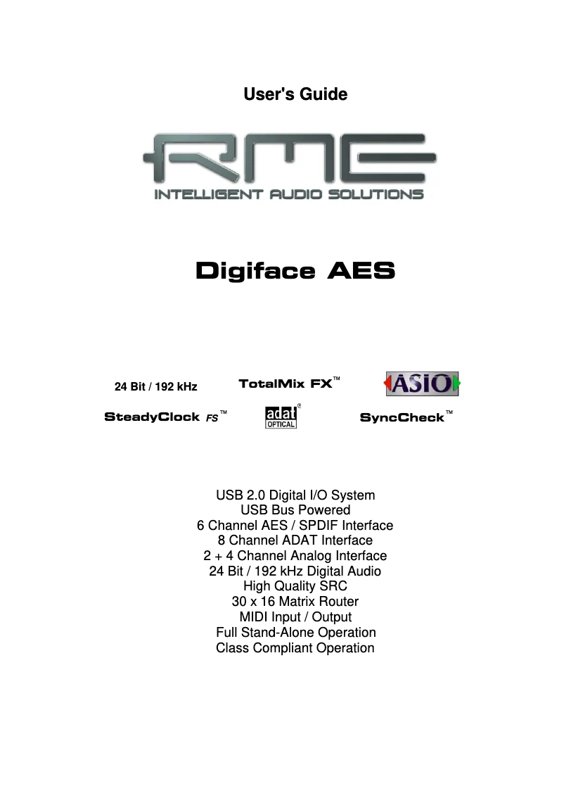 Image de la première page du manuel de l'appareil Digiface AES