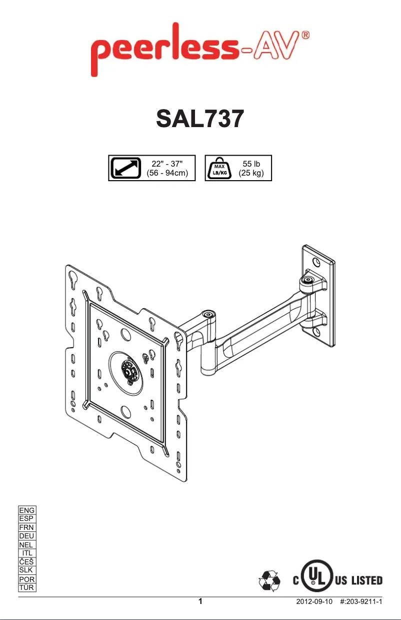 Page 1 de la notice Manuel utilisateur Peerless-AV SAL737