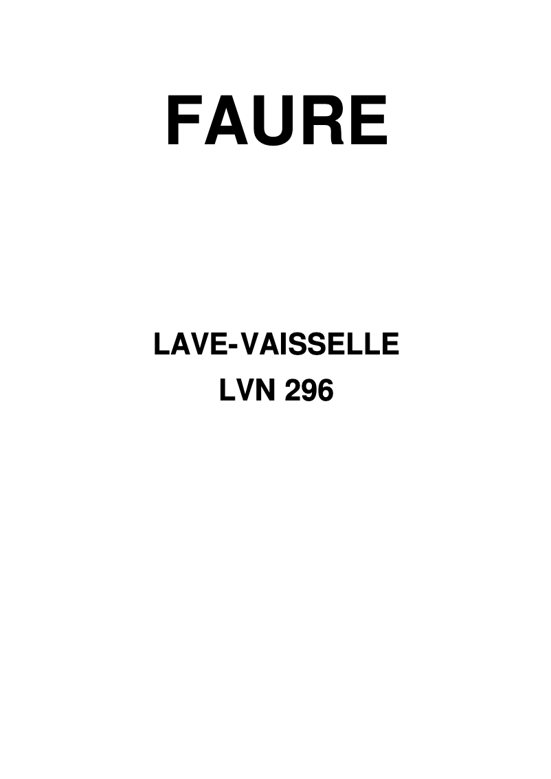 Page 1 de la notice Manuel utilisateur Faure LVN296W