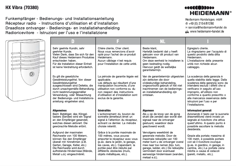 Página 1 del manual Manual de usuario Heidemann HX Vibra 70380