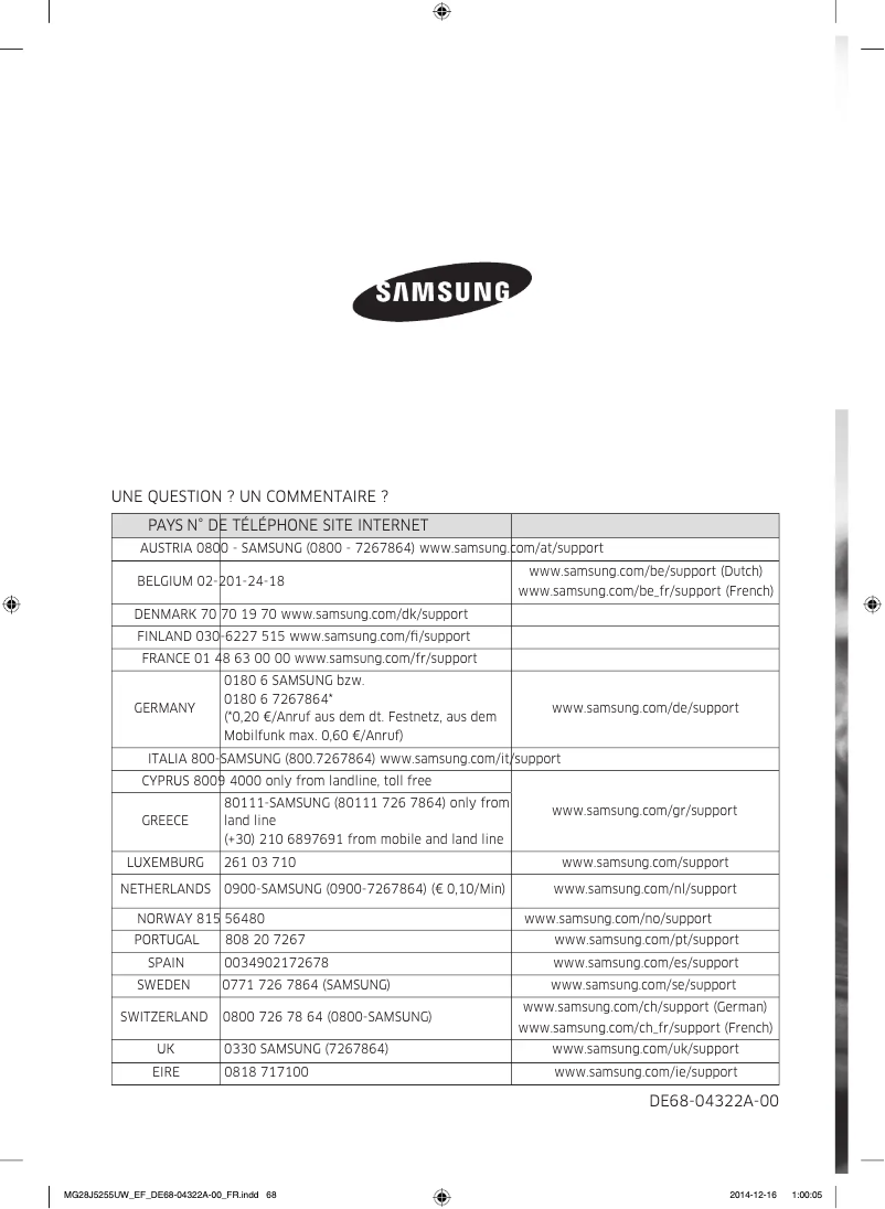 Page 1 de la notice Manuel utilisateur Samsung MG28J5255UW