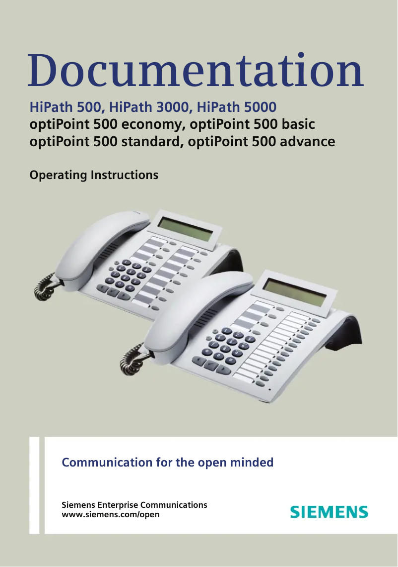 Page 1 de la notice Manuel utilisateur Siemens OptiPoint 500 standard