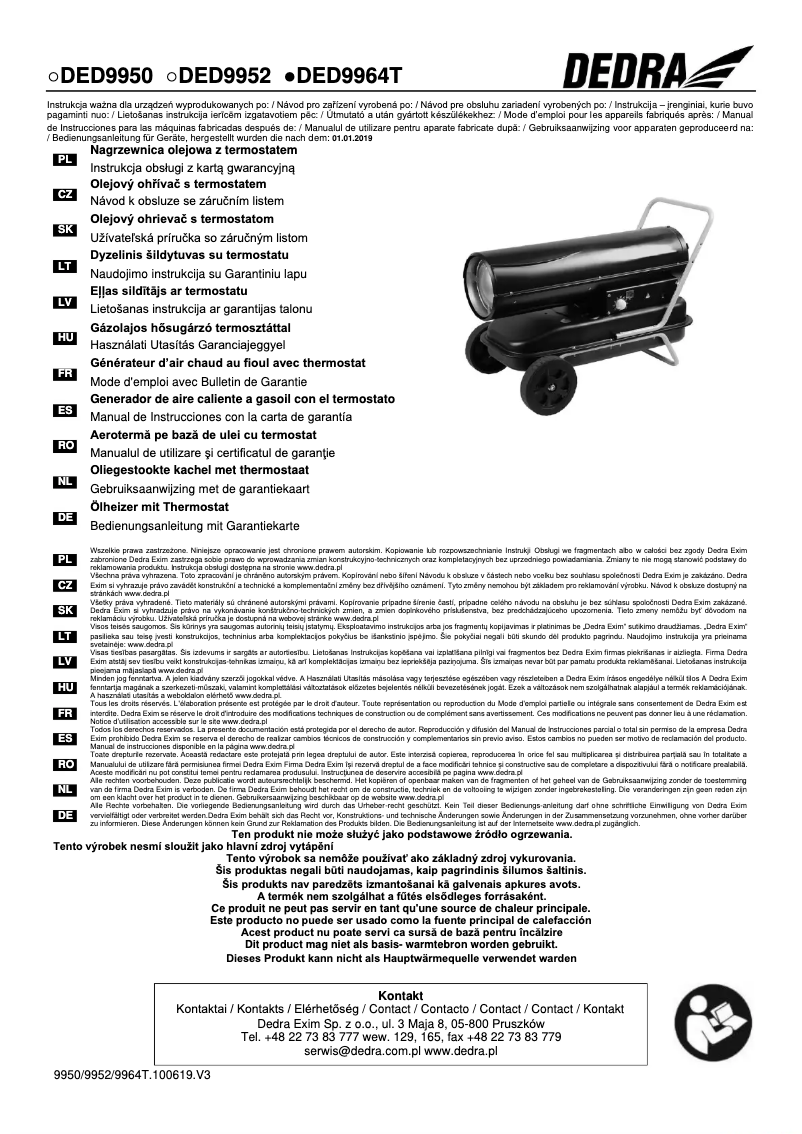 Page 1 de la notice Manuel utilisateur DEDRA DED9964T