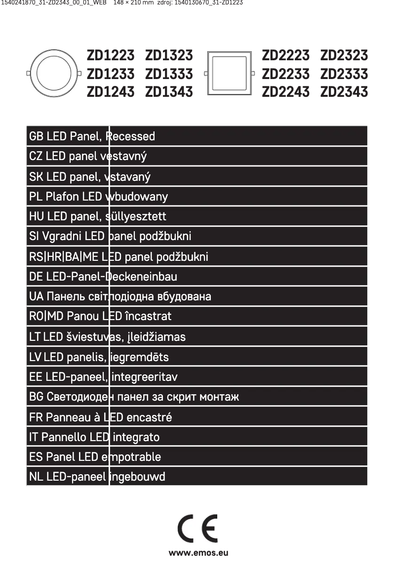 Imagen de la primera página del manual del dispositivo ZD2343