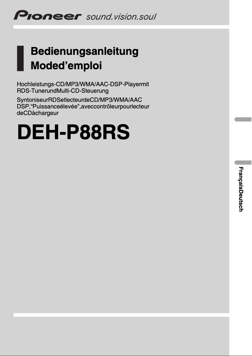 Image de la première page du manuel de l'appareil DEH-P88RS