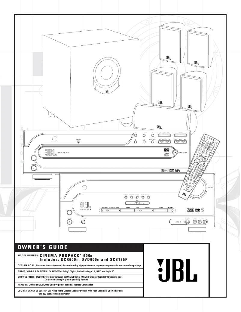 Page 1 de la notice Manuel utilisateur JBL Cinema PROPACK 600 II
