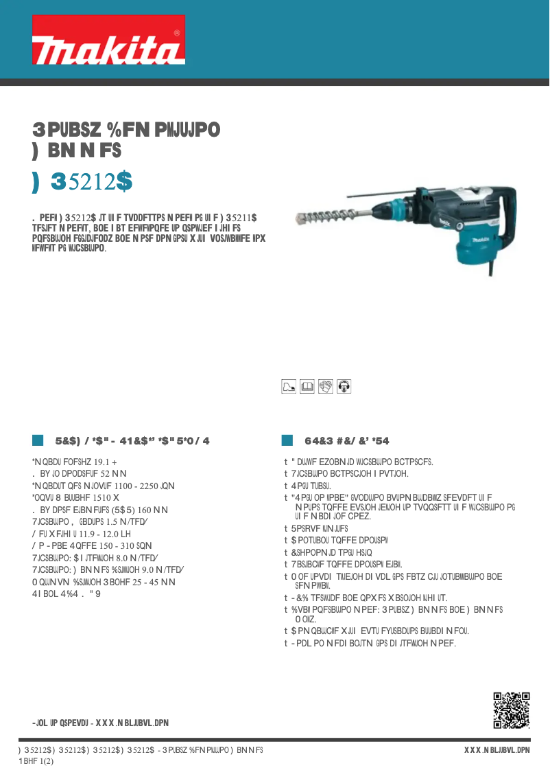 Page 1 de la notice Fiche technique Makita HR5212C