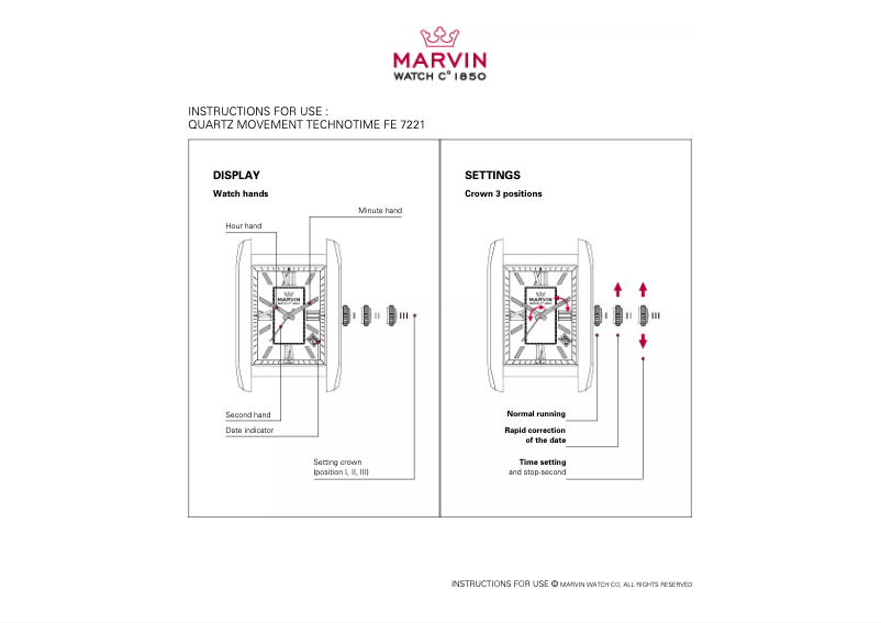 Page n°1 - Manuel utilisateur Marvin Technotime FE 7721