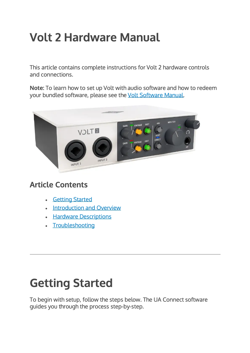 Page n°1 - Manuel utilisateur Universal Audio Volt 2