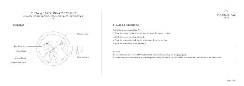 Page n°1 - Manuel utilisateur Earnshaw Cornwall ES-8060-03