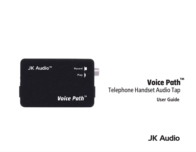 Page n°1 - Manuel utilisateur JK Audio Voice Path