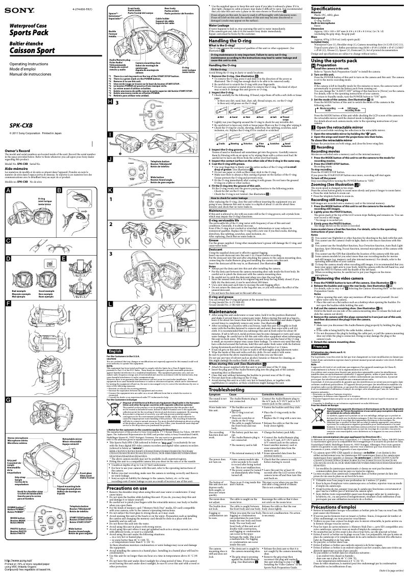 Page 1 de la notice Manuel utilisateur Sony SPK-CXB