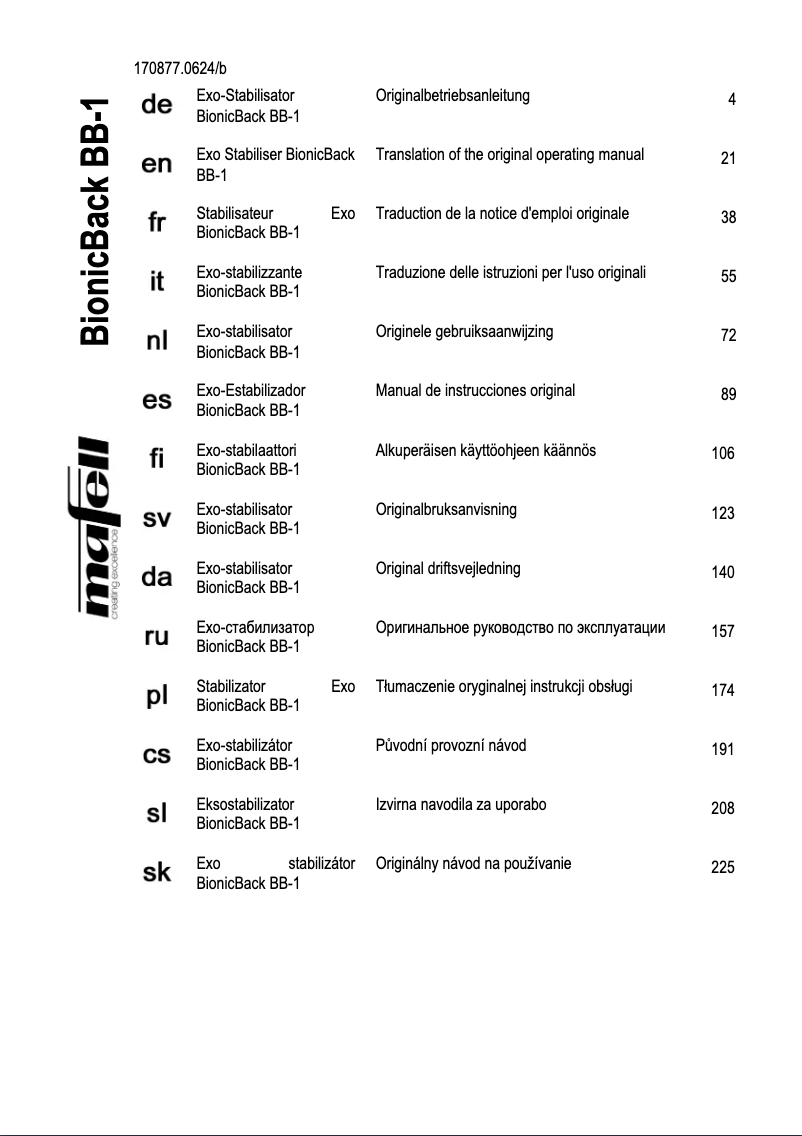 Page 1 de la notice Manuel utilisateur Mafell BionicBack BB-1