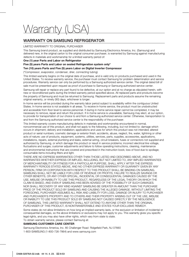 Image de la première page du manuel de l'appareil RF27T5201SG
