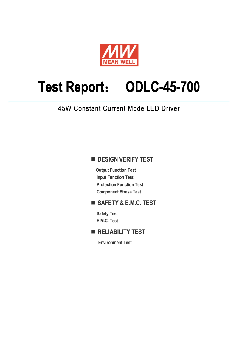 Page n°1 - Fiche technique Mean Well ODLC-45-700