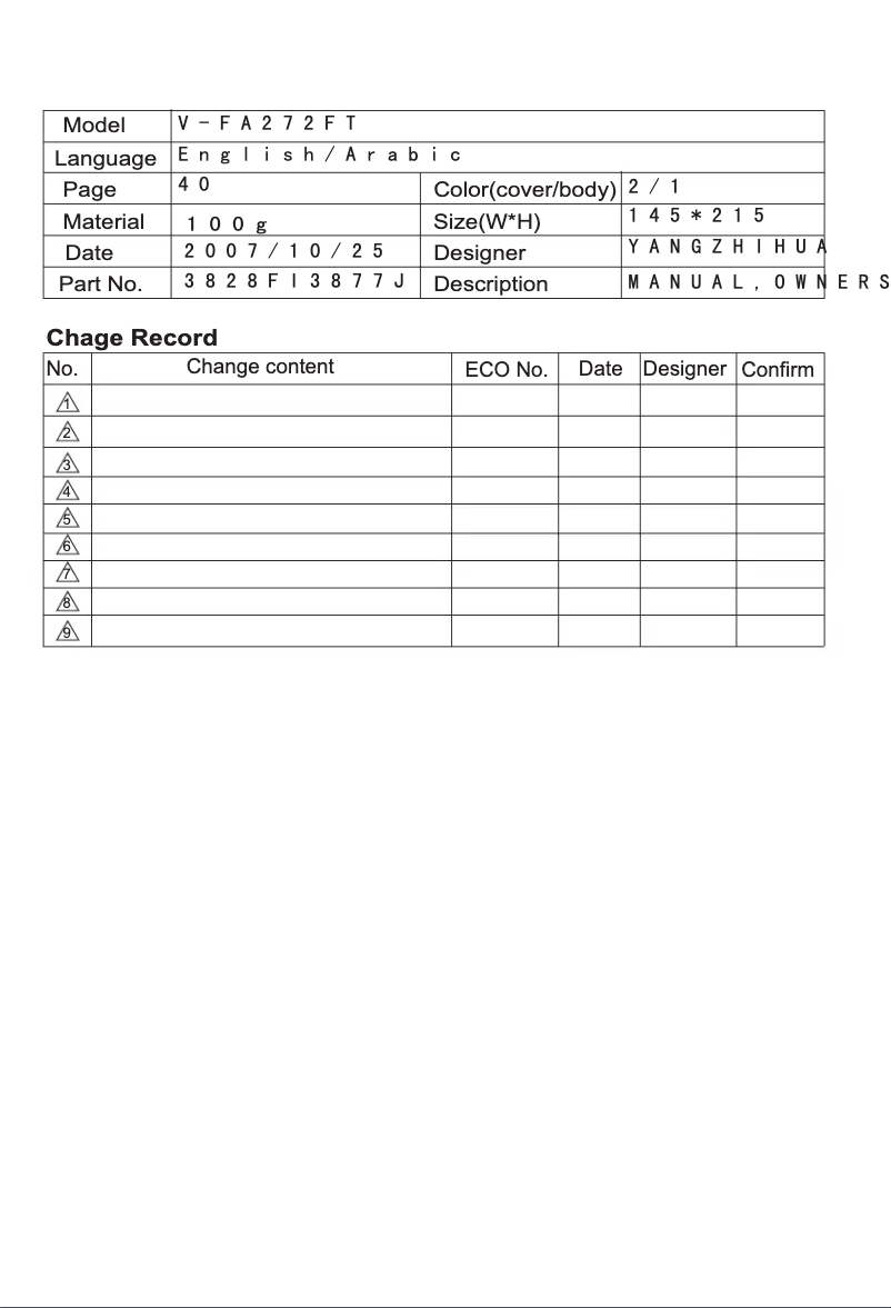 Page 1 of the manual User Manual LG V-FA272FT