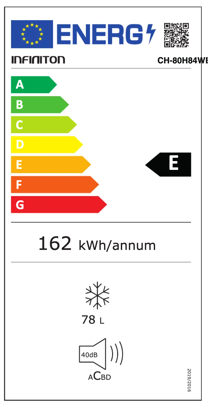Page 1 de la notice Label énergétique Infiniton CH-80H84WEH