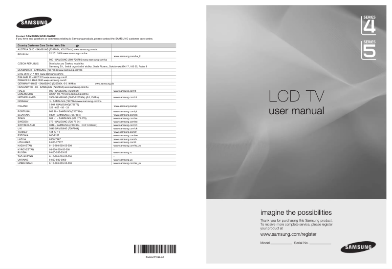 Page 1 de la notice Manuel utilisateur Samsung LE-22B541C4W