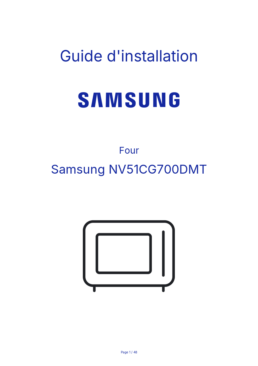 Page n°1 - Guide d'installation Samsung NV51CG700DMT