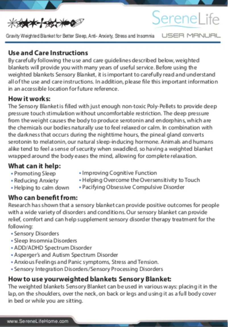 Page 1 of the manual User Manual SereneLife SLHVBLKT20