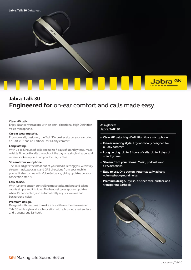 Page n°1 - Fiche technique Jabra Talk 30
