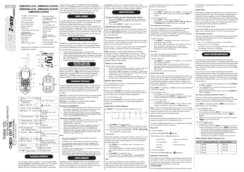 Page 1 de la notice Manuel utilisateur Uniden GMR4088-2CKHS