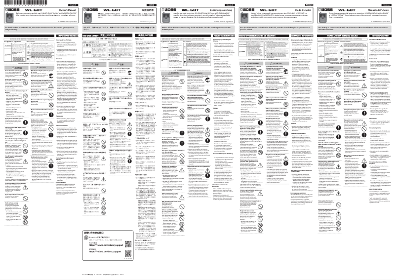 Page n°1 - Manuel utilisateur Boss WL-60T