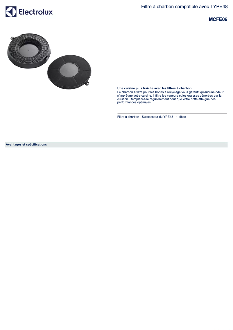 Página 1 del manual Ficha técnica AEG MCFE06